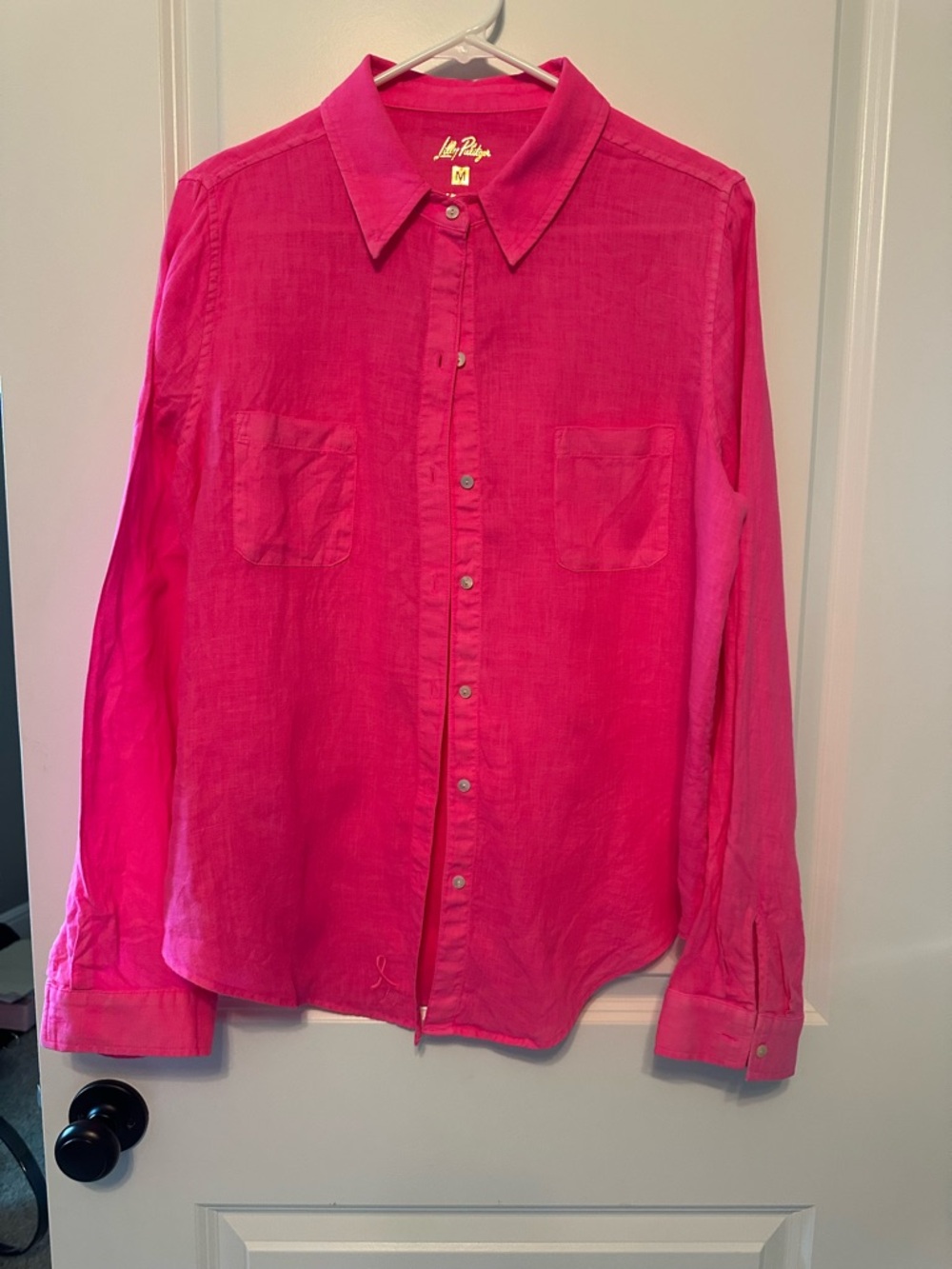 Lilly Pulitzer Bright Pink Linen Button-Down Shirt